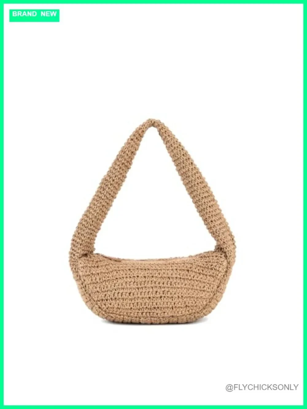 Crochet Straw Summer Beach Bag Woven Hobo Shoulder Bag Tote Purse with Zipper